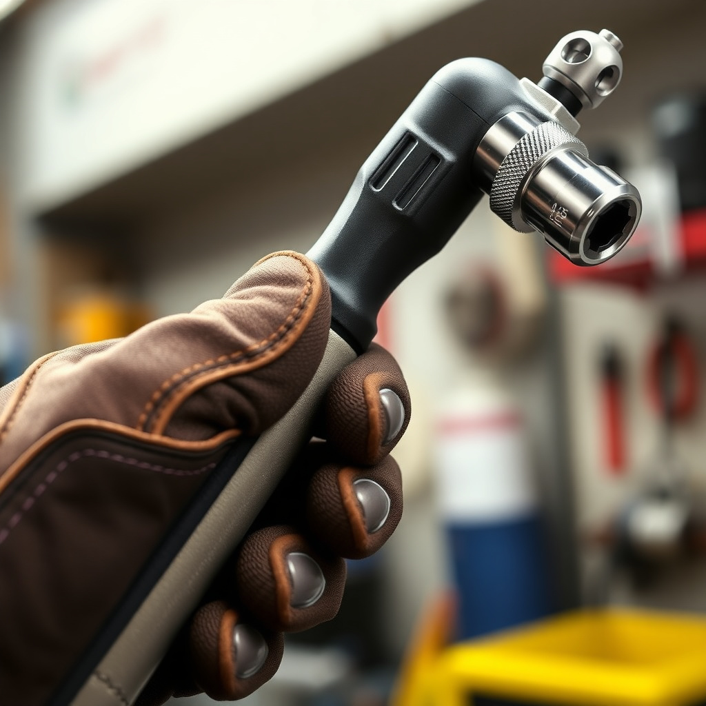 Close-up of ergonomic click torque wrench in use