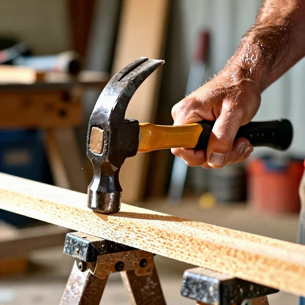 Close-up of safe hammer grip in action