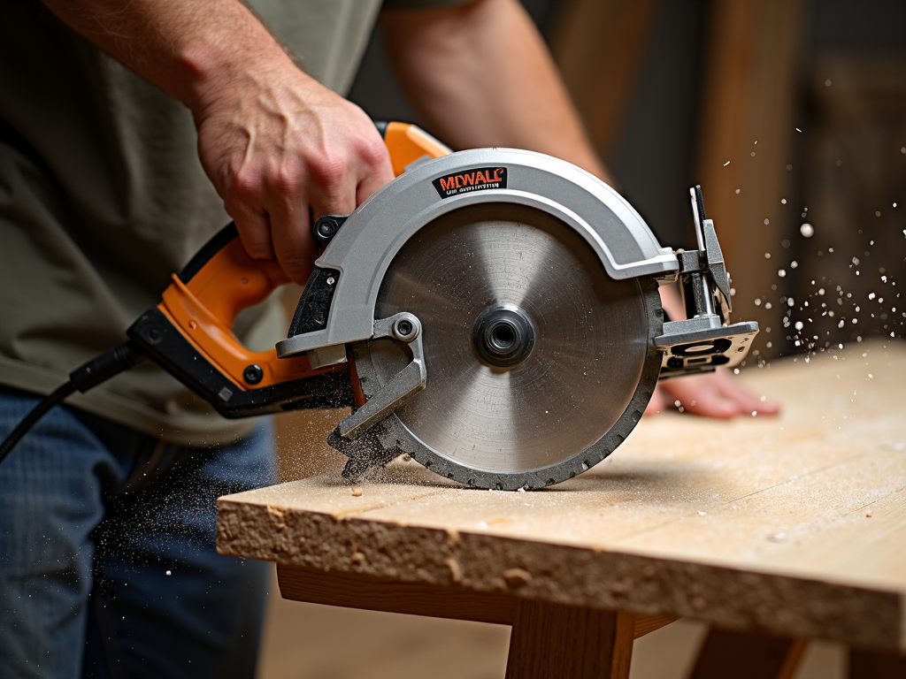 Clamping and stance prevent power tool kickback.