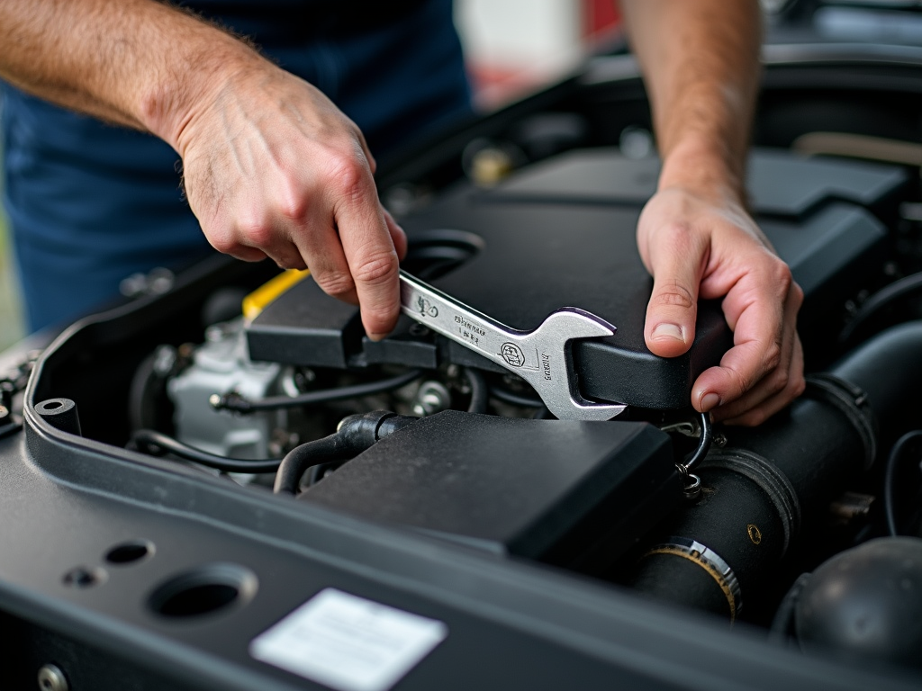 Mechanic using ergonomic wrench
