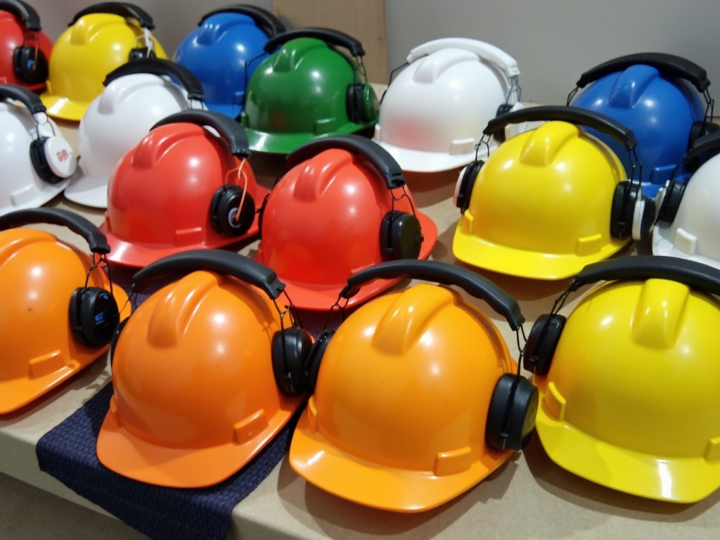 Different types of hard hats.