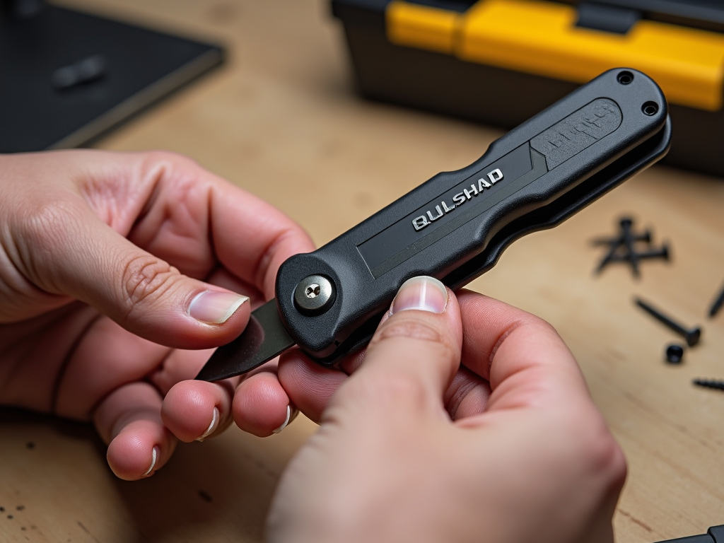 Person replacing a utility knife blade