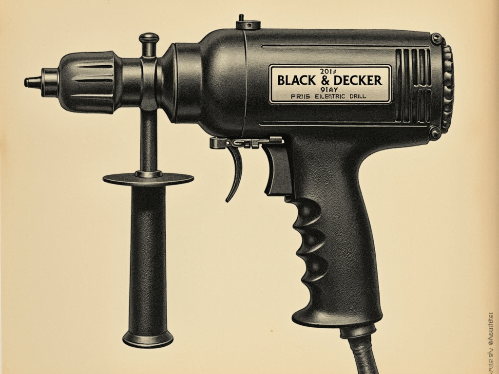 The first portable electric drill by Black & Decker, a milestone in power tool history.