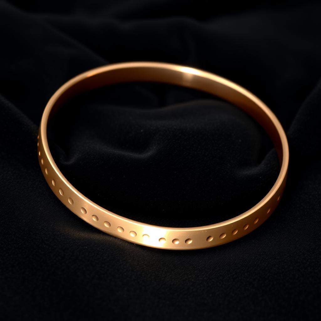 Polished copper bracelet with hammered texture on a black velvet background