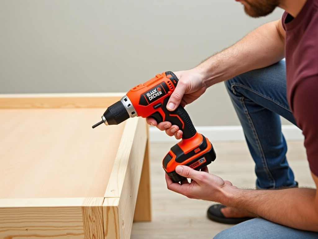 Affordable power tools for DIY: assembling furniture with a budget-friendly drill.