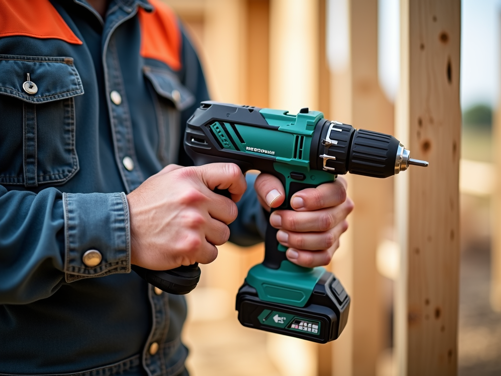 Worker using innovative cordless impact driver...