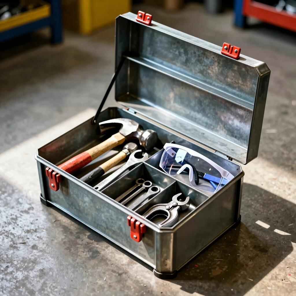 Organized toolbox with essential metalworking tools for beginners