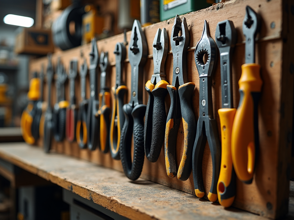 Organized tool rack with ergonomic hand tools