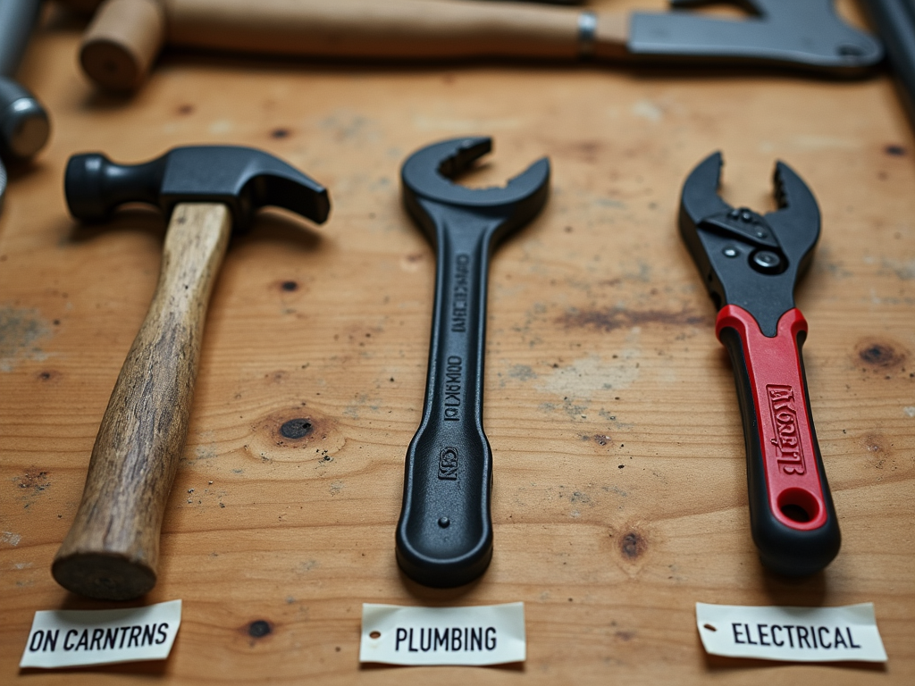 Ergonomic tools labeled for different trades