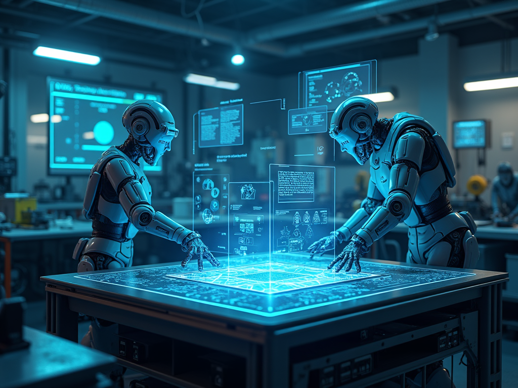 Futuristic workshop with advanced technology