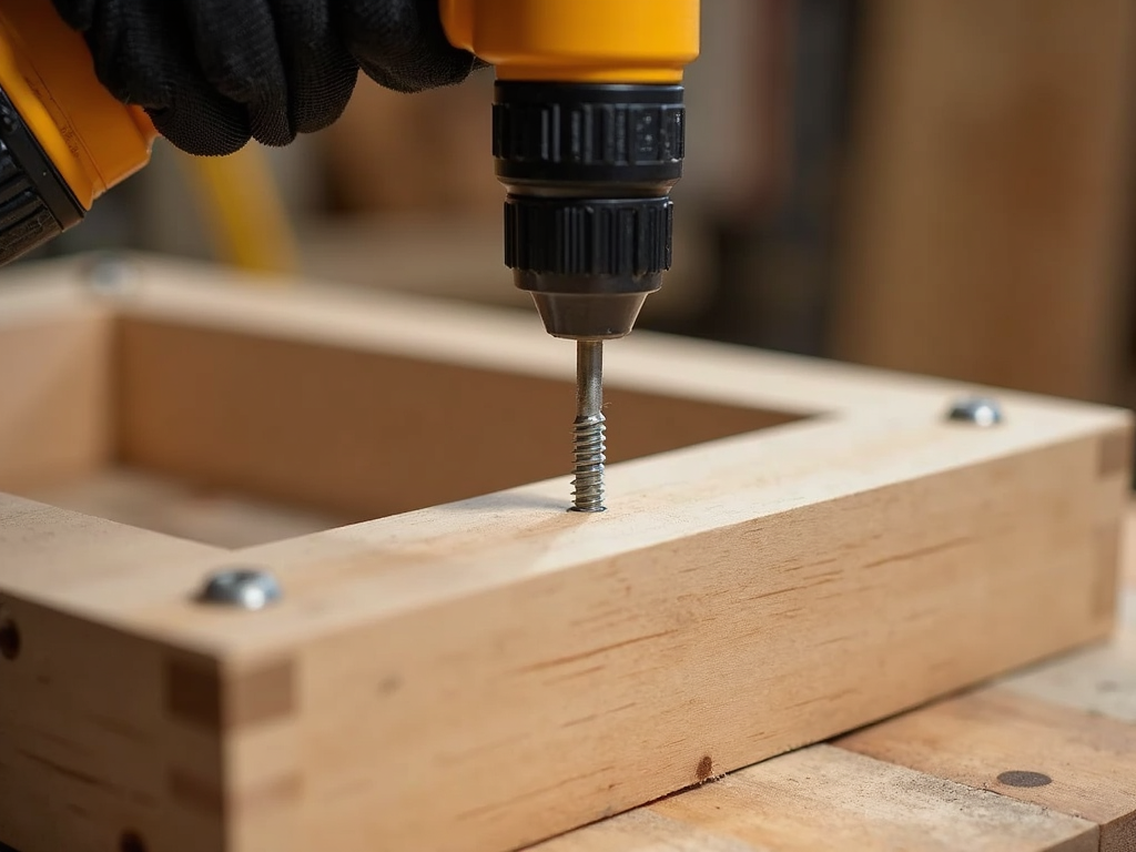 Using a power drill to assemble wood