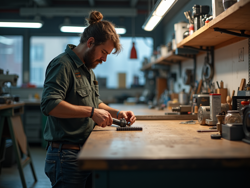Safe workshop with wrench in use