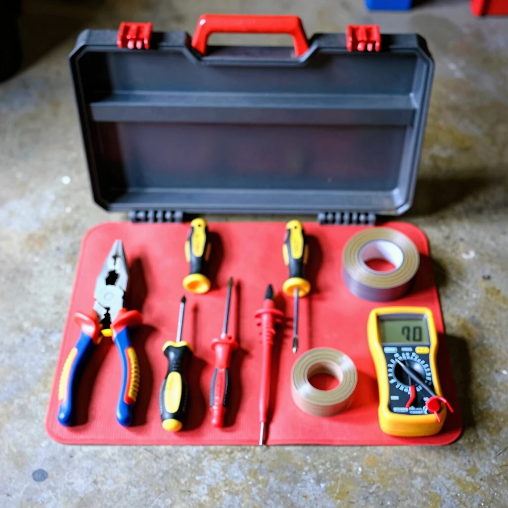 Organized selection of essential electrical tools in a toolbox