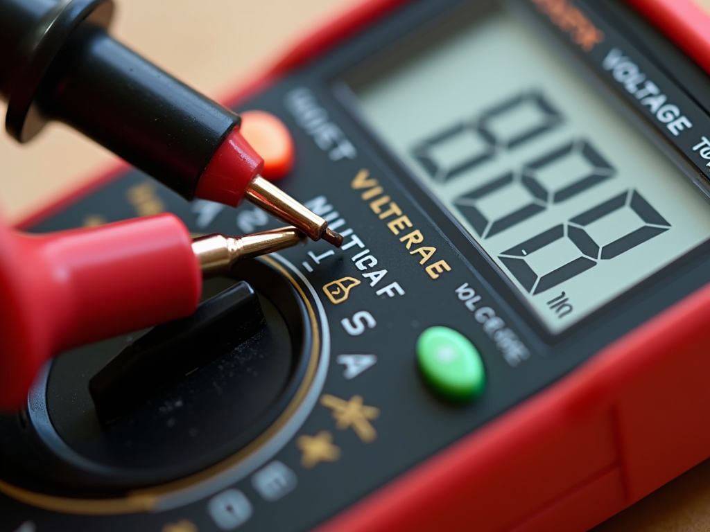 Multimeter testing a battery