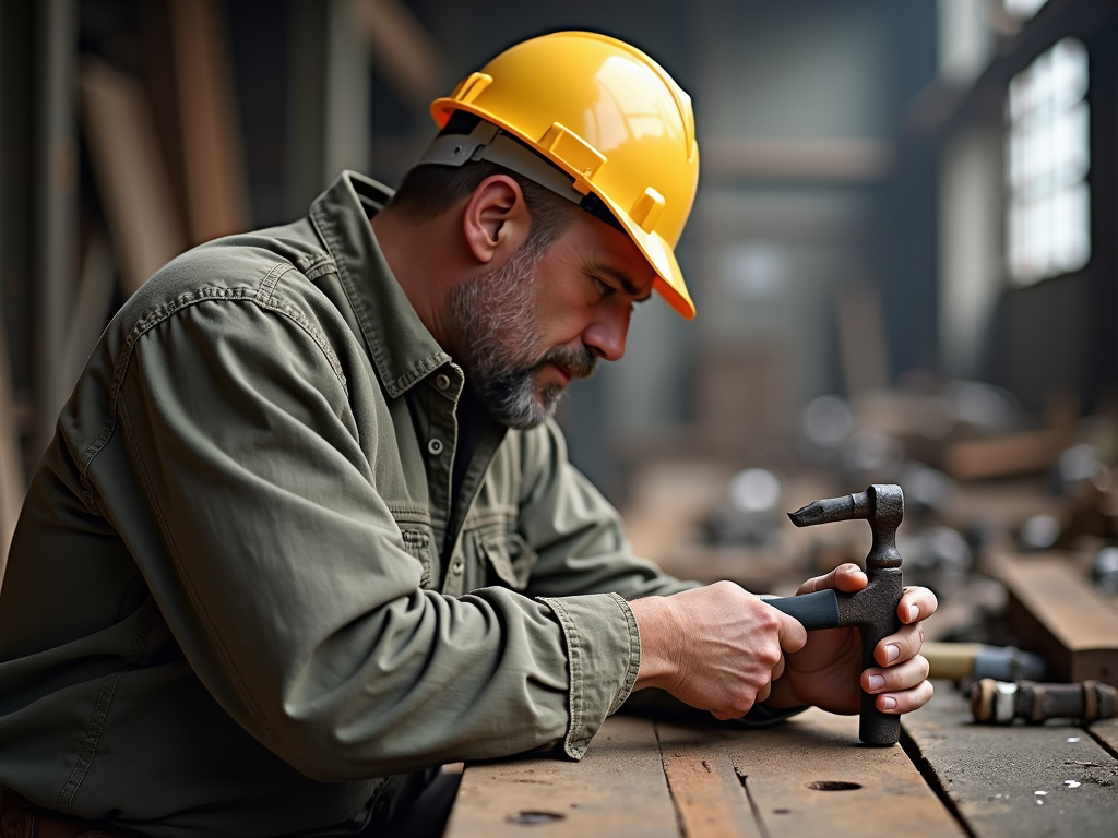 Inspecting hammer for safety.