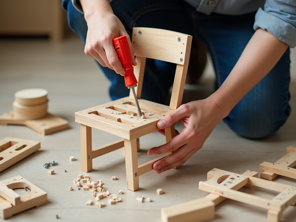 Assembling a chair with a screwdriver