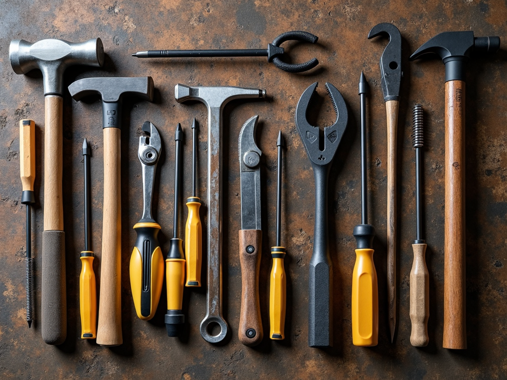 A workman's toolkit with essential tools