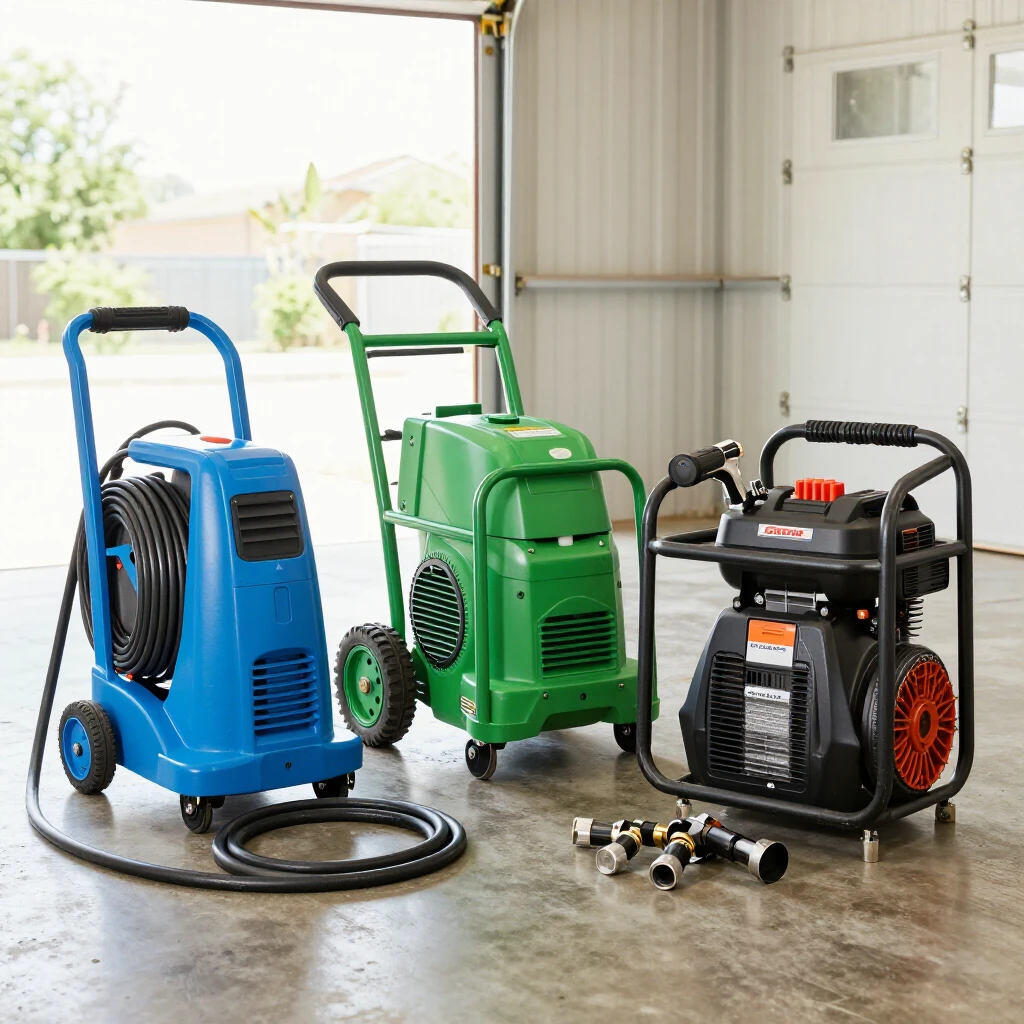 Comparison of electric, gas, and battery-powered power washers