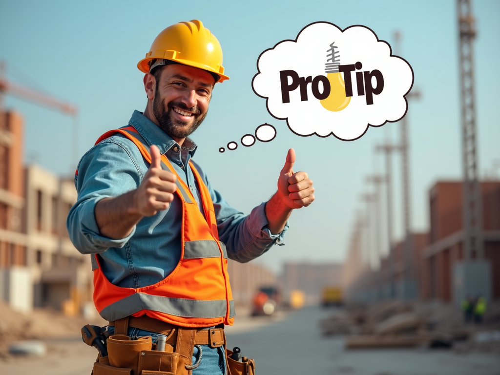 Construction worker sharing a pro tip