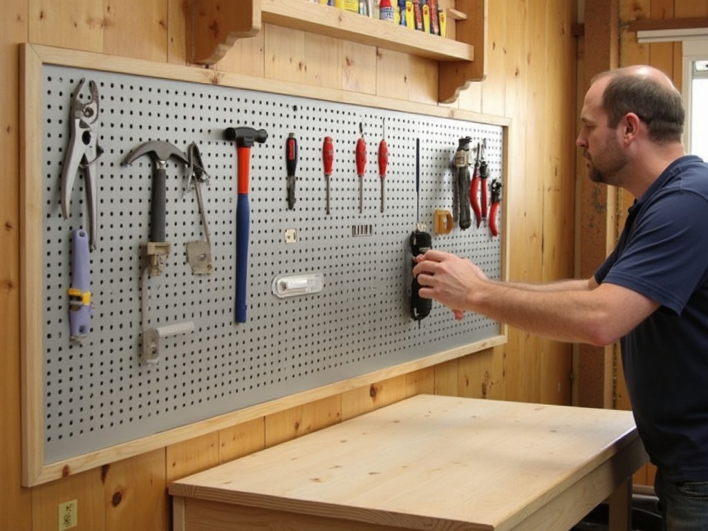 Completed pegboard storage in action