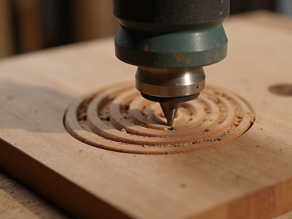 Router carving wavy pattern in walnut board