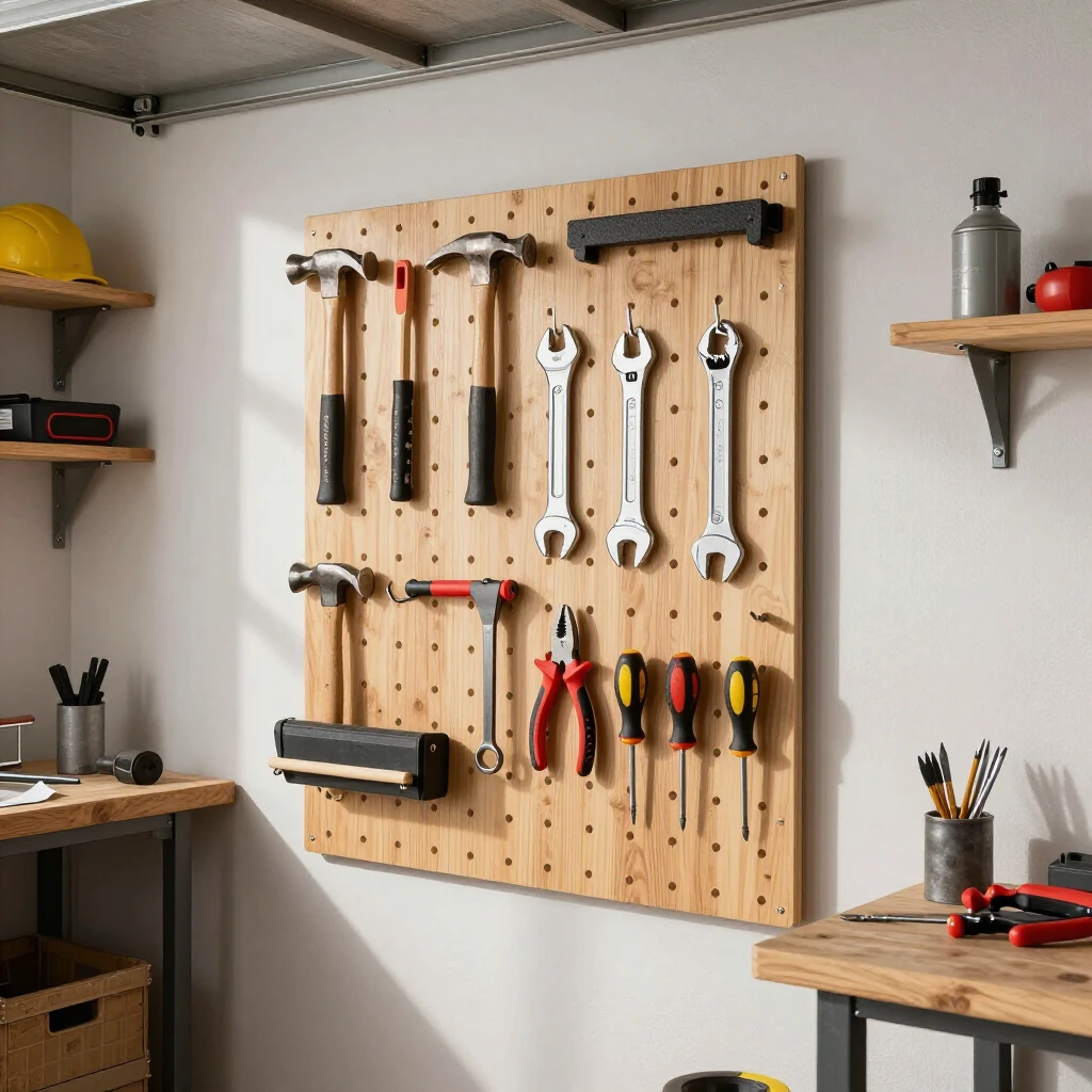 DIY pegboard with organized hand tools