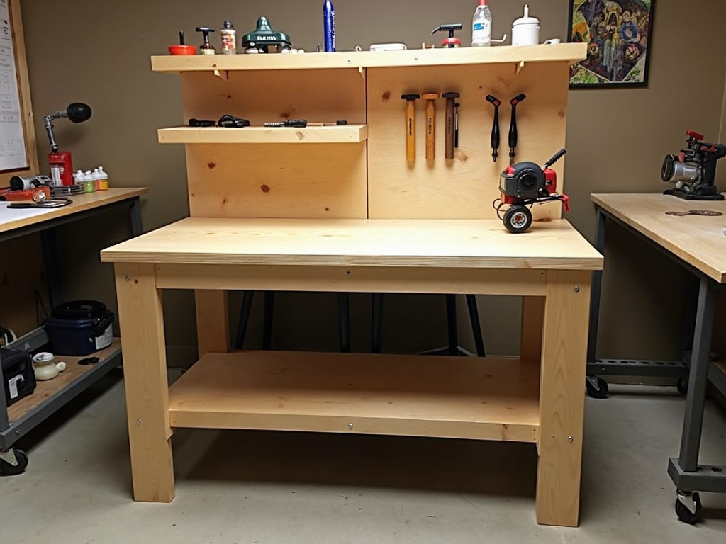 A portable workbench in use