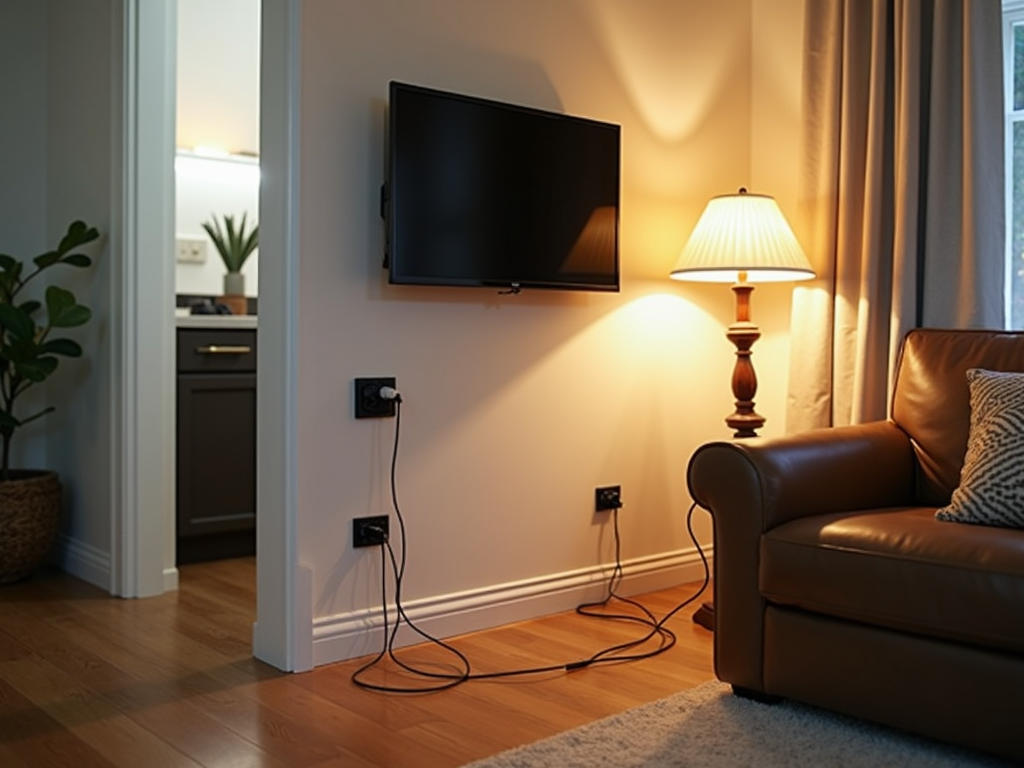 Living room with upgraded electrical system