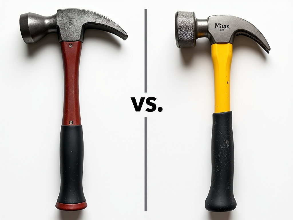 Comparison of a high-quality hammer and a low-quality hammer.