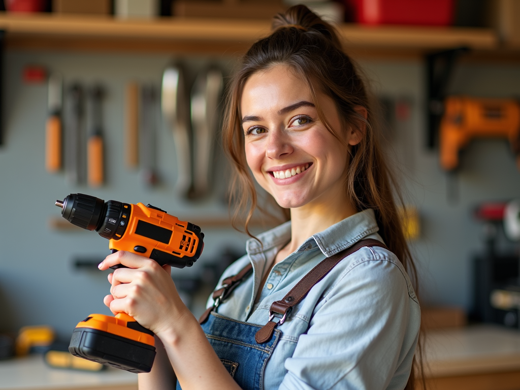 Beginner DIY enthusiast with a power drill