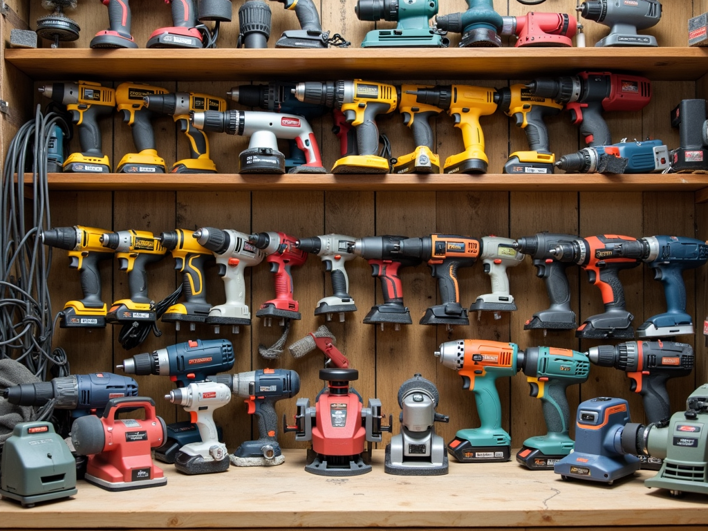 A workshop with a variety of power tools