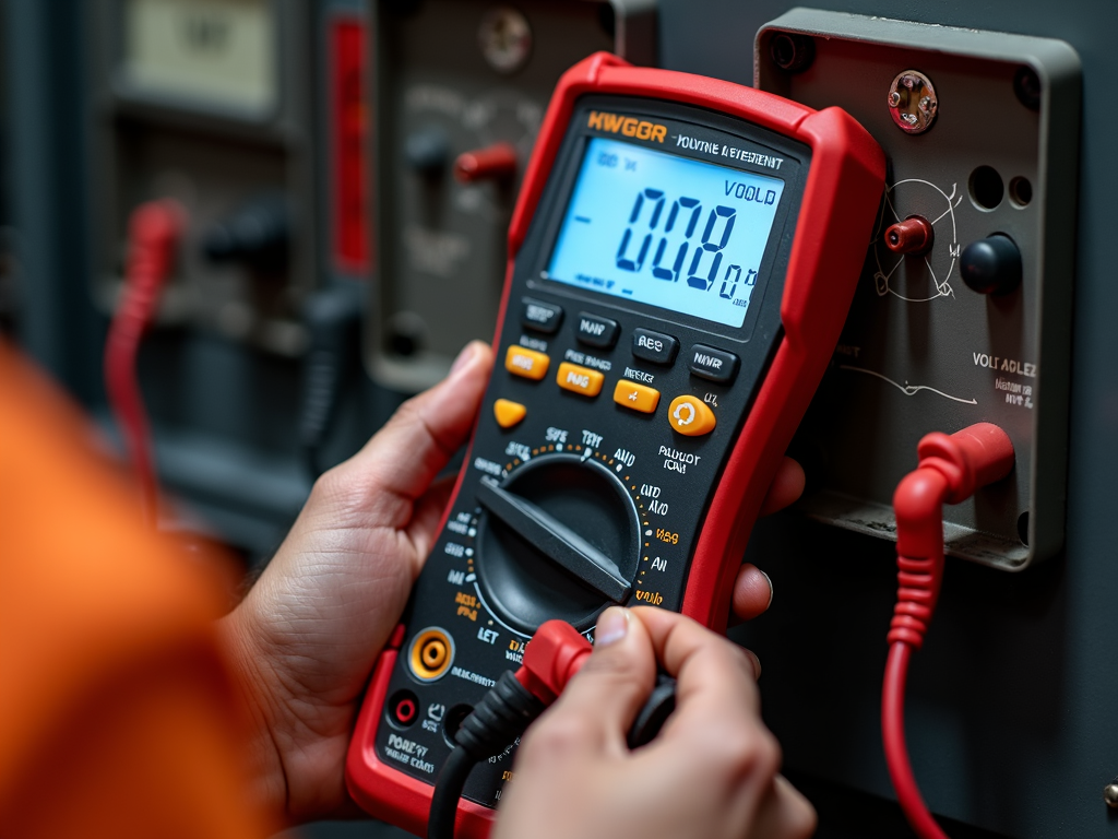 Correct use of a multimeter for voltage measurement.