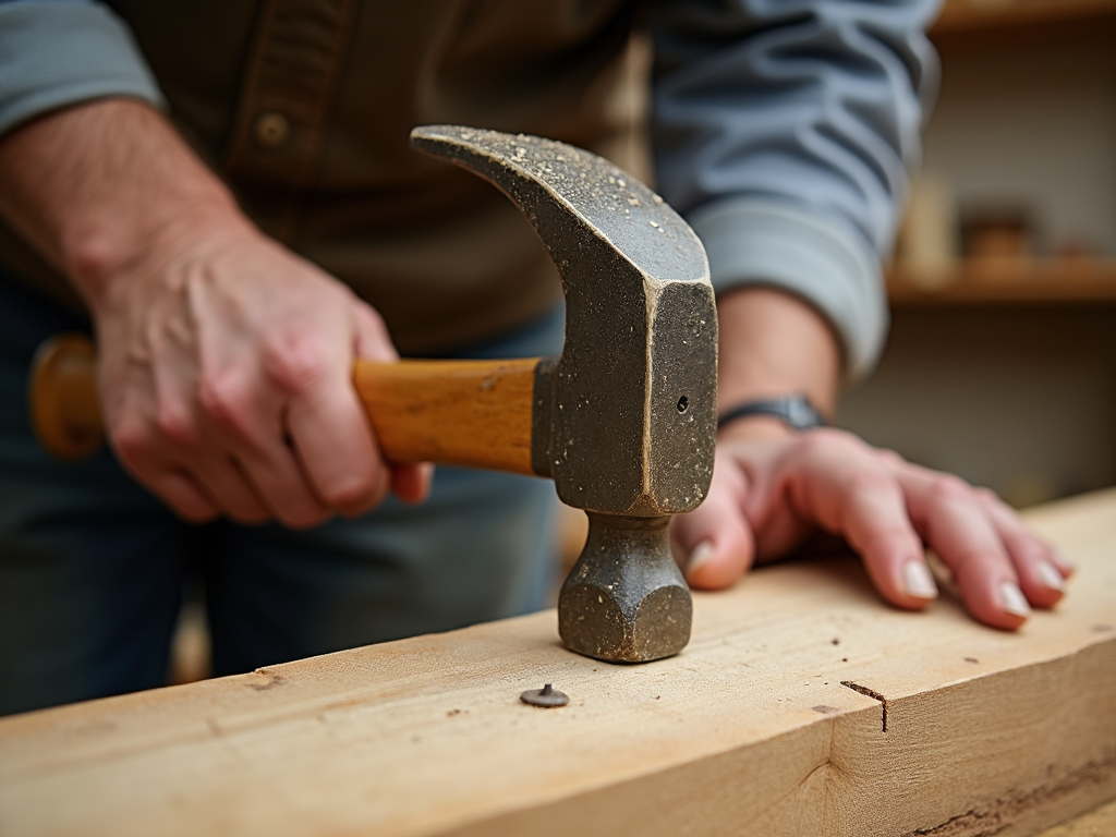 Proper hammering technique to avoid injury.