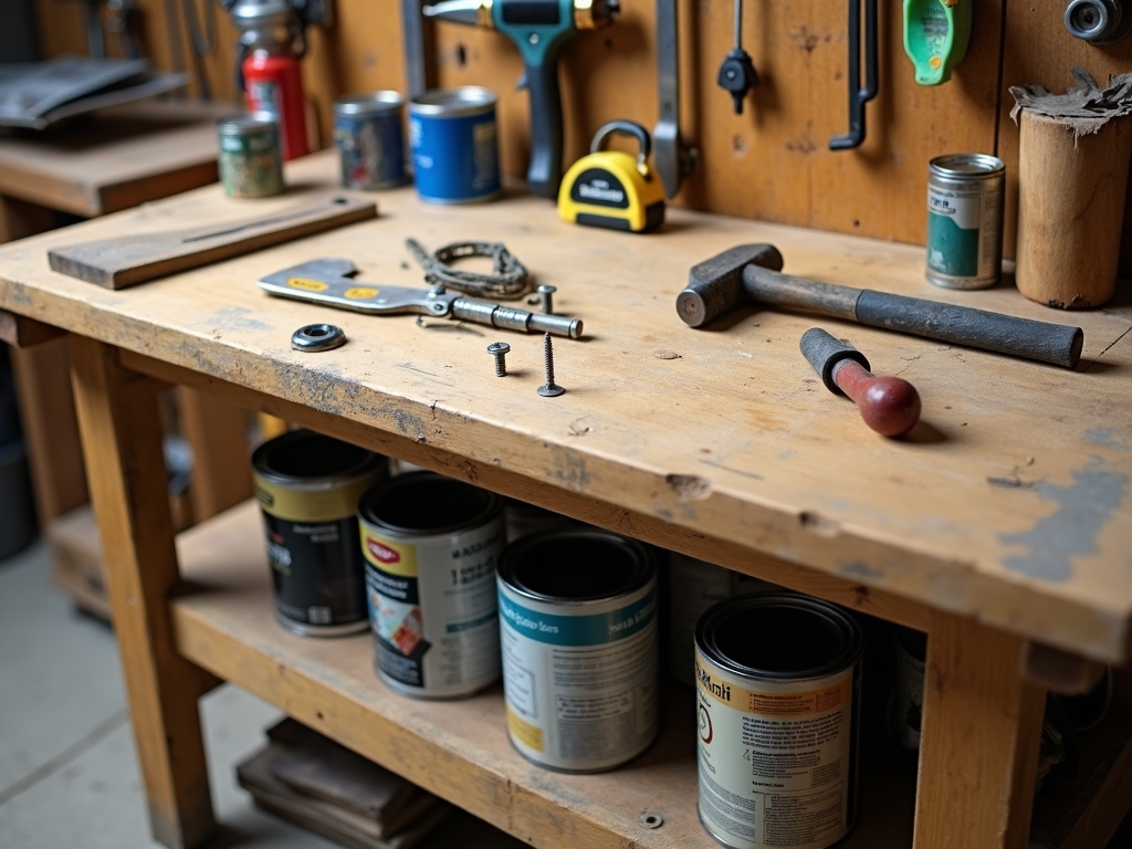 A sturdy workbench, the centerpiece of a beginner’s workshop.