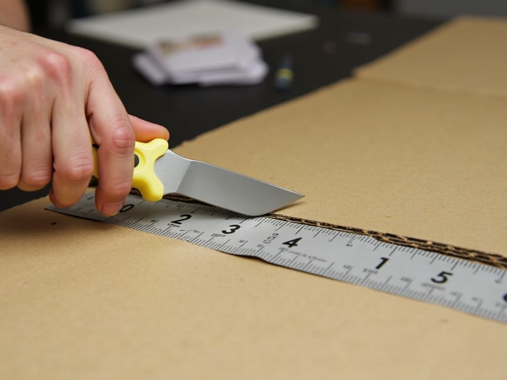 Utility knife cutting cardboard