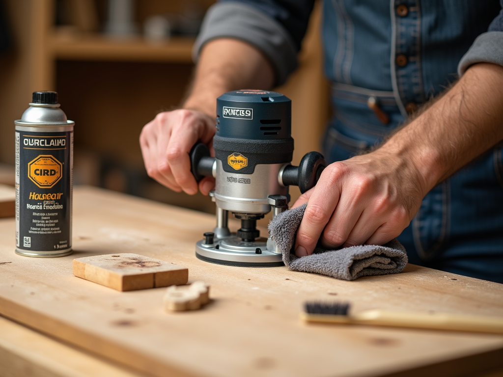 Woodworker maintaining a router bit