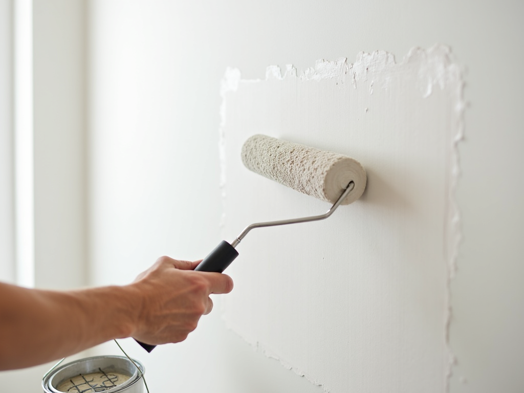 Using a paint grid for quicker, cleaner roller loading.