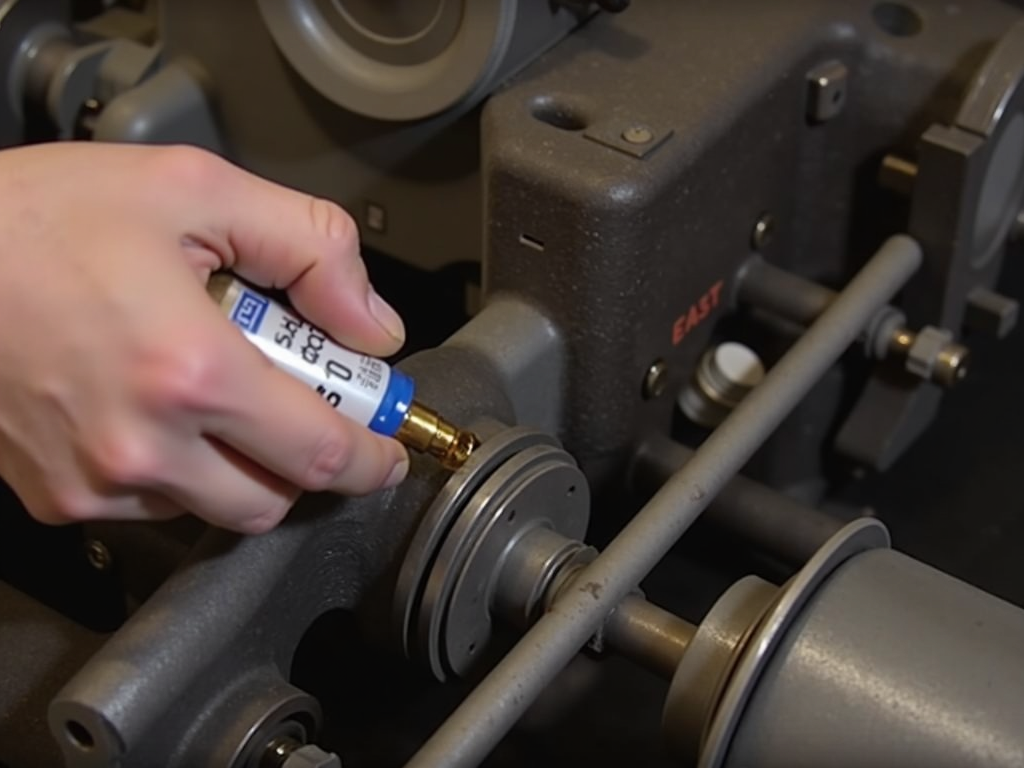 Lubricating a tool to ensure smooth operation.