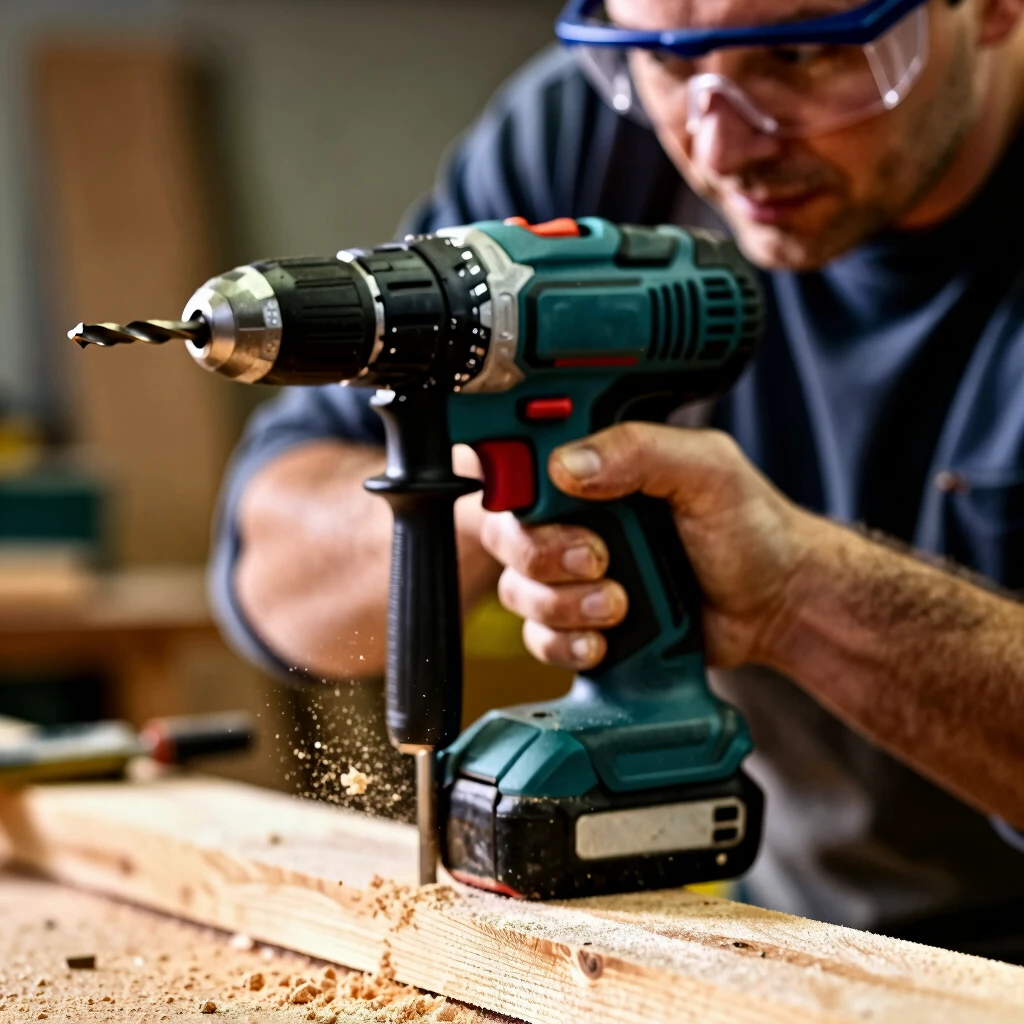 Professional using a high-quality cordless drill in action