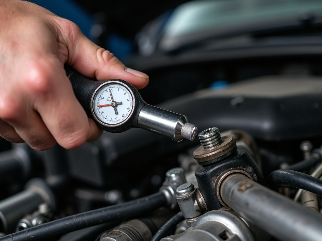 Using a torque wrench to tighten an engine bolt