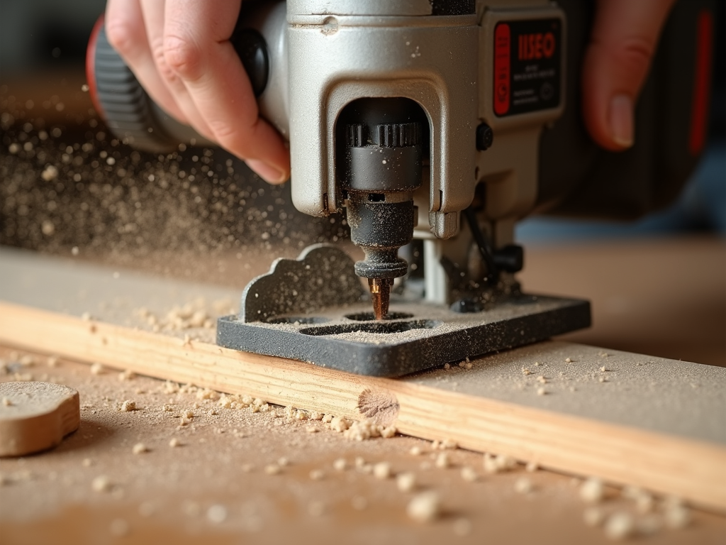Jigsaw cutting wood