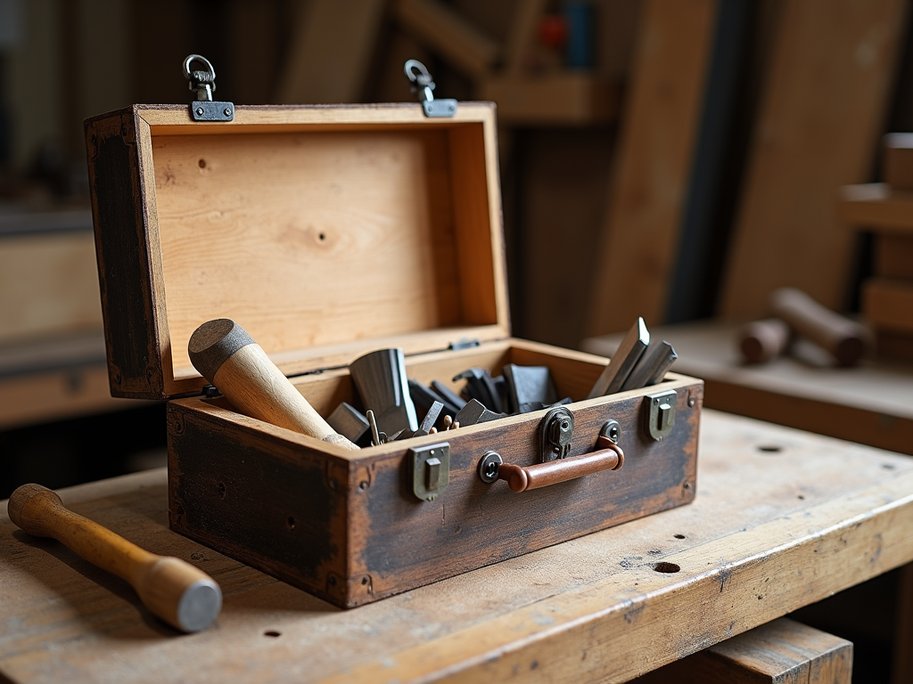 Toolbox with essential woodworking tools