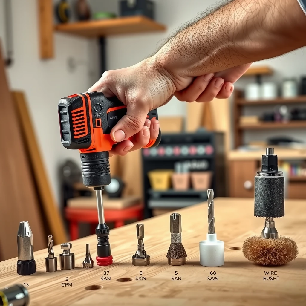 Power drill with multiple attachments for versatile use