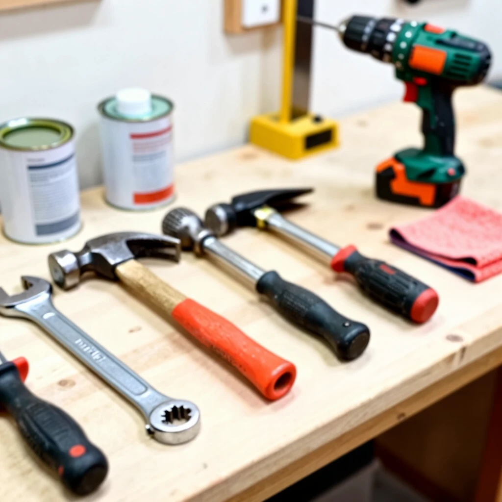 Well-maintained construction tools on a workbench