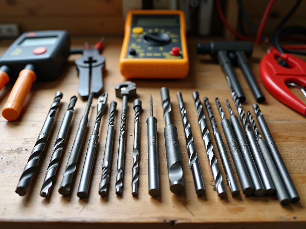 Assorted drill bits for electrical installations