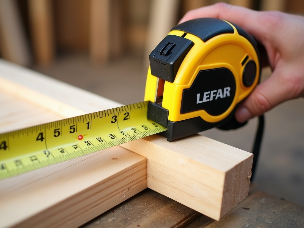 Using a tape measure to accurately measure wood.