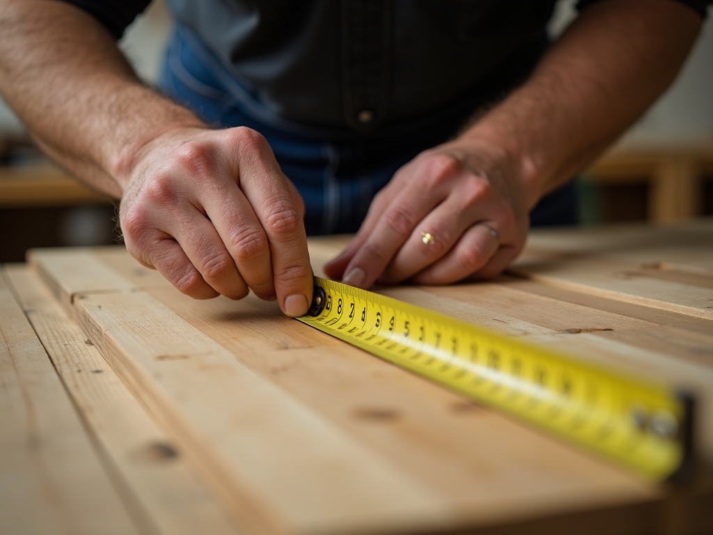 Workman using a tape measure