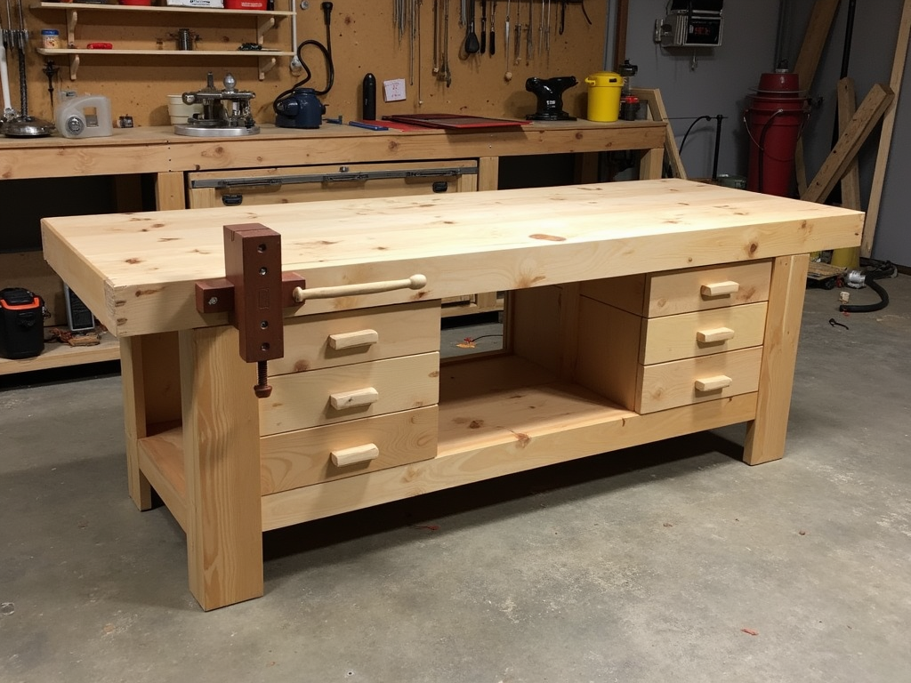 A sturdy workbench in a workshop
