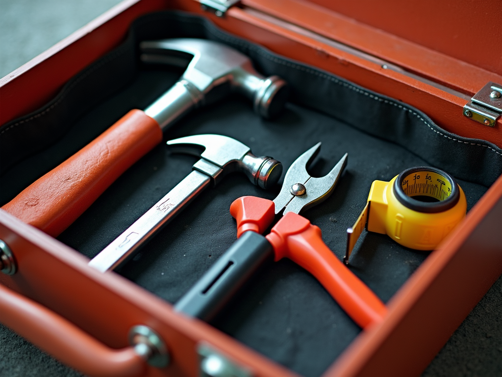 Organized toolbox with beginner workman tools