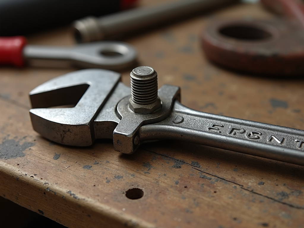 Adjustable wrench in use